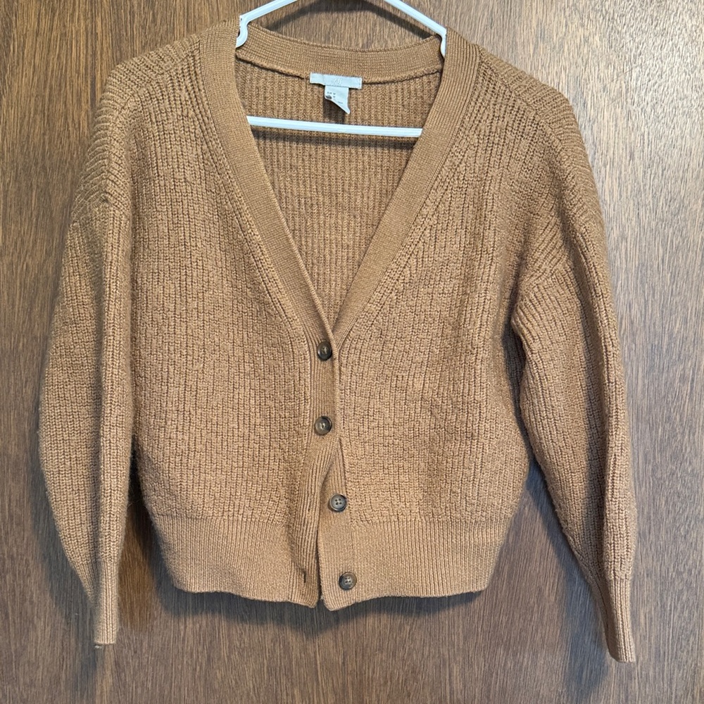 H&M Classic V-Neck Button Front Cardigan - Camel